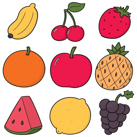 Conjunto De Vectores De Frutas Vector Premium