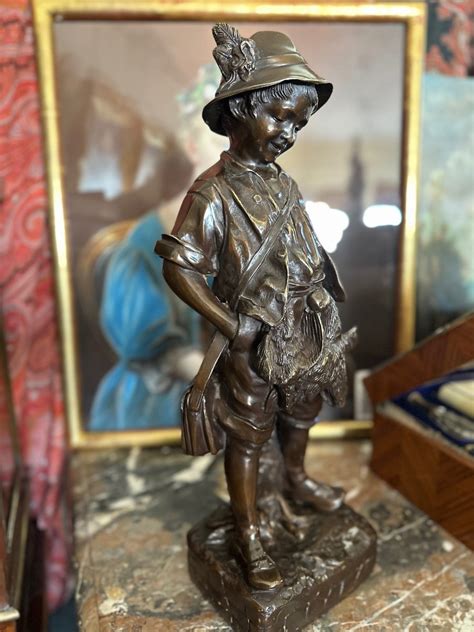 Proantic Bronze Le Petit Chasseur Dauguste Moreau XIX