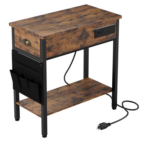 Simzone End Table with Charging Station Side Table Night Stand with USB ...