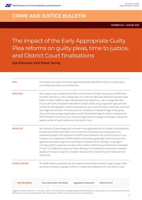 Pdf The Impact Of The Early Appropriate Guilty Plea Reforms On Guilty