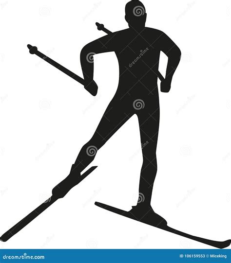 Silhouette Cross Country Skiing Stock Vector - Illustration of season ...