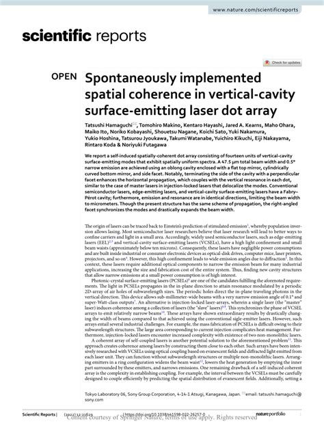 Pdf Spontaneously Implemented Spatial Coherence In Vertical Cavity