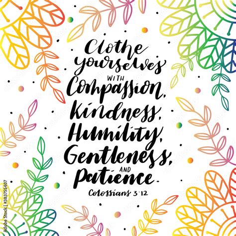 Printable Scripture Lettering On White Background Clothe Yourself With Compassion Kindness