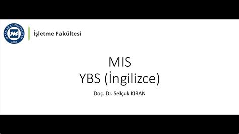 Marmara Üniversitesi MIS İngilizce Yönetim Bilişim Sistemleri