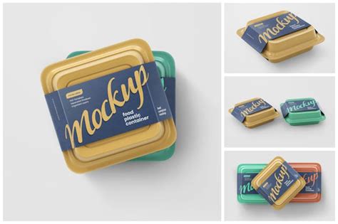 Plastic Food Container Mockup Set Design Template Place