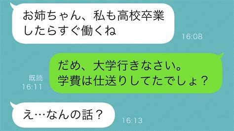 両親を失い、伯母の家で生活する妹に学費を仕送りしている私。「大学には行かない」と妹が言う。私「え、学費はあるはずでは？」思わぬ事実が発覚した