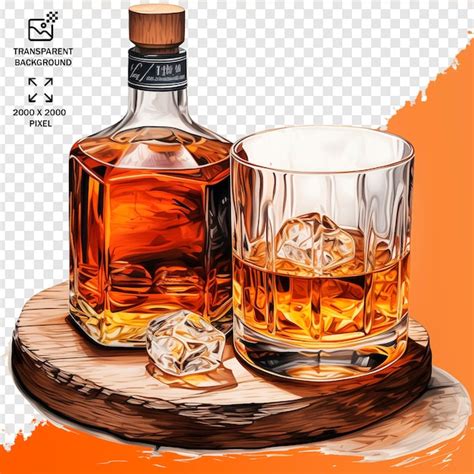 Premium Psd Whiskey Bottle Glass Clipart Png Watercolor Drink