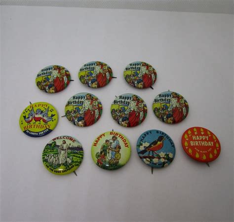 11 Vintage Jesus Bible Verse Pins Sunday School Happy Birthday God