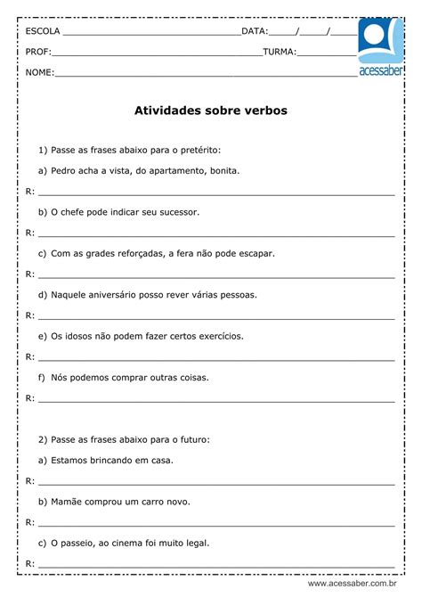 Atividade Sobre Verbo 6 Ano Acessaber Image To U