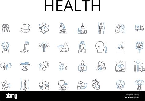 Health Line Icons Collection Fitness Wellbeing Vigor Strength