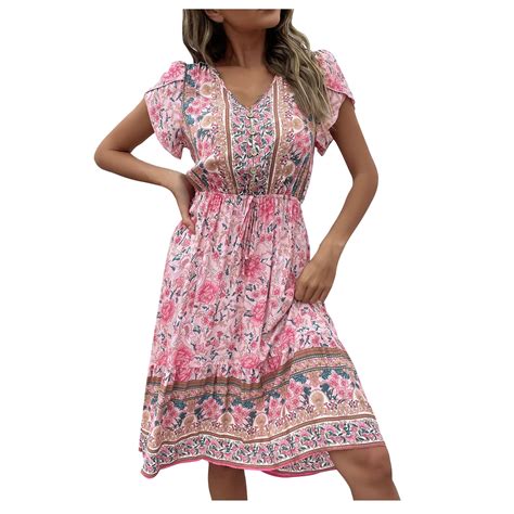 Summer Savings Clearance Pstuiky Summer Dresses Women V Neck