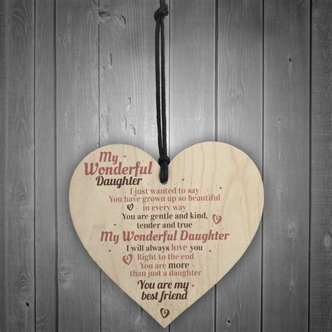 Wonderful Daughter Wooden Heart Sign Mum Daughter Plaque Special