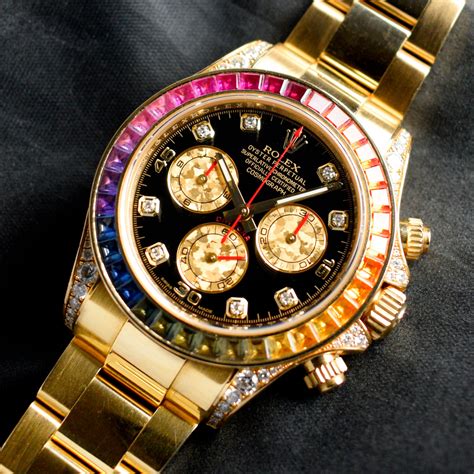 Rolex Daytona K Yellow Gold Rainbow Diamond Rbow Watch W Box