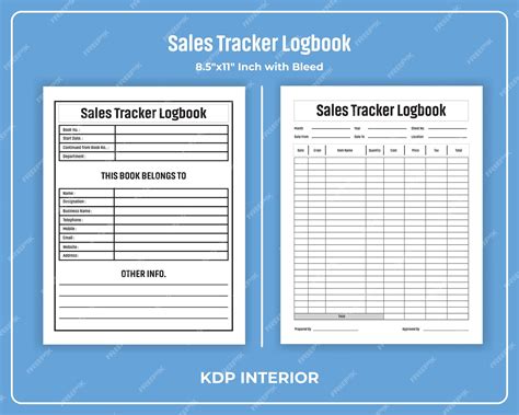 Premium Vector | Sales tracker logbook kdp interior