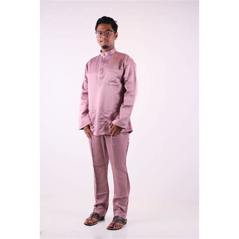 Tb50 Dusty Pink Baju Melayu Belacan Lelaki Dewasa Cekak Musang Pearl Skin Slim Fit Shopee