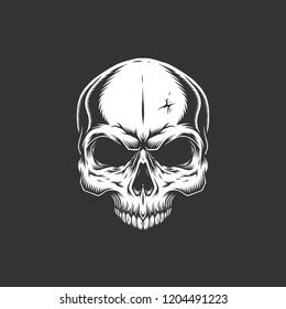 Vintage Skull Without Jaw Monochrome Style Stock Vector Royalty Free