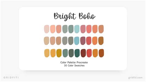 Nature Walk Procreate Color Palette Color Swatches Ipad Lettering Earthy Boho Procreate Tool