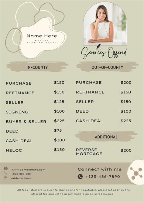 Notary Loan Signing Agent Price Brochure Template Sheets Etsy