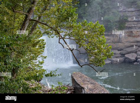 Cumberland Falls, a large waterfall on the Cumberland River in ...