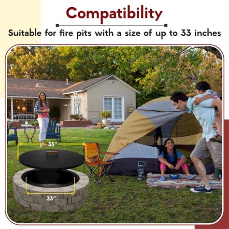 FEBTECH Firepit Snuffer Lid Carbon Steel 35 Inch Fire Pit Lid With