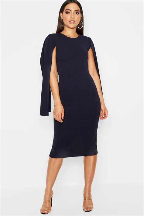 Cape Sleeve Bodycon Midi Dress Navy Midi Dress Midi Dress Bodycon