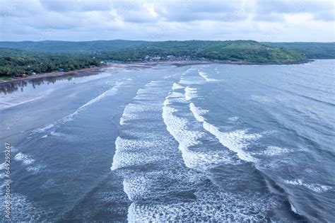 Aerial Footage Of Ladghar Beach At Dapoli Located 200 Kms From Pune On