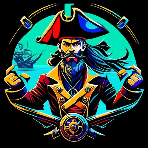 Commandant Nautique Vector Pirate Capitaine Marvel Vecteur Premium