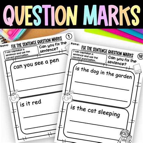 Question Marks Sentence Correction Worksheets Fix The Sentence Crayon Lane Teach