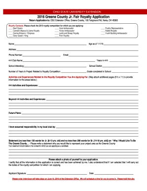 Fillable Online Greene Osu 4 H Member Enrollment Form County OSU