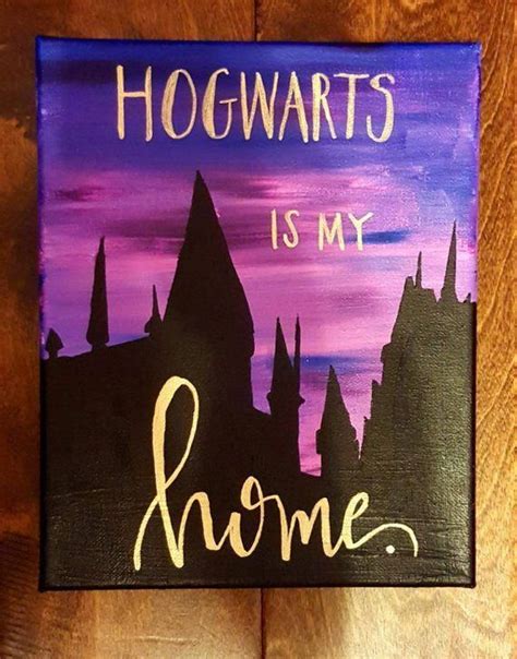 Harry Potter Quote Canvas Painting Hogwarts Is My Home 8x10 Or 11×14