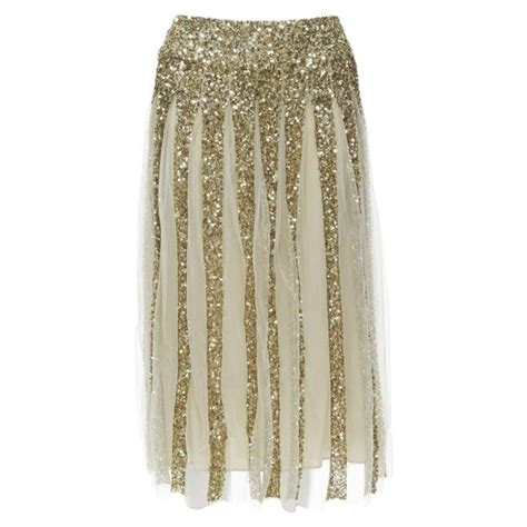 ALICE OLIVIA Gold Bling Sequins Sheer Nude Panel Midi Skirt US0 XS For Sale At 1stDibs