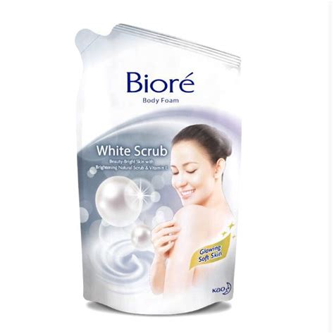 Jual Biore Body Foam Bright White Scrub Pouch 450ml Indonesia Shopee