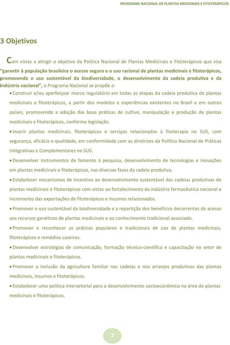 PROGRAMA NACIONAL DE PLANTAS MEDICINAIS E FITOTERÁPICOS PDF Download