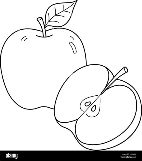 Página de Colorear Aislada de Manzana para Niños Imagen Vector de stock