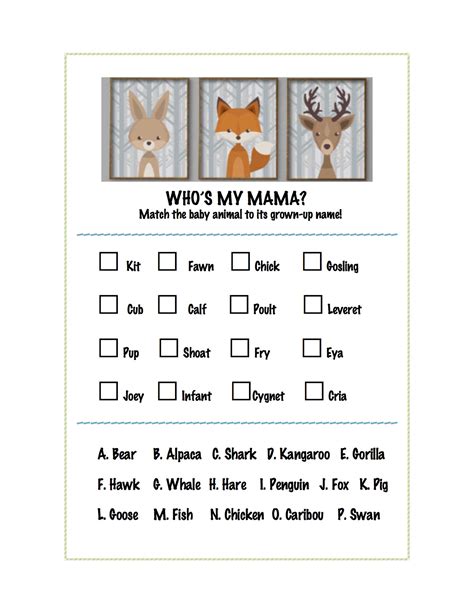 baby-animal-names-game-free-printable - A Love Letter To Food