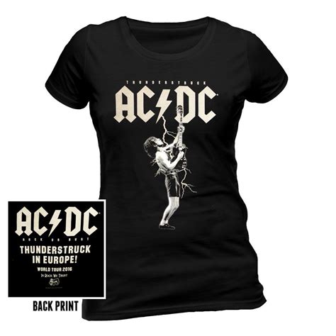 Ac Dc Thunderstruck In Europe Ladies Fitted T Shirt Official Band Merch