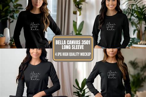 Bella Canvas Long Sleeve Mockup Black Graphic By Craftart