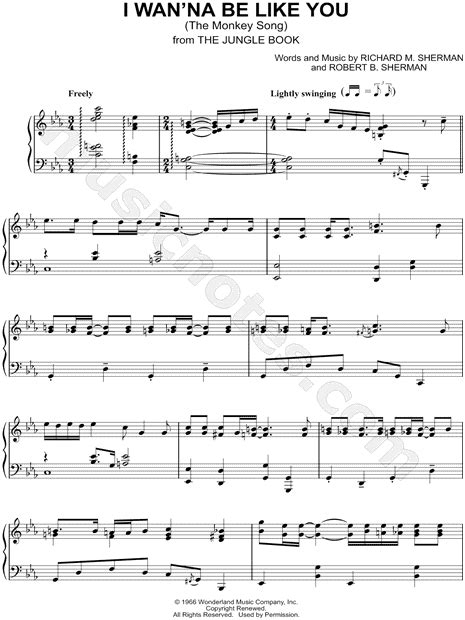 I Wan Na Be Like You From The Jungle Book Sheet Music Piano Solo