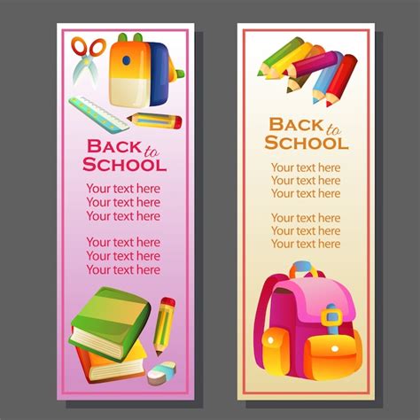 Premium Vector Back To School Vertical Banner With Stationary