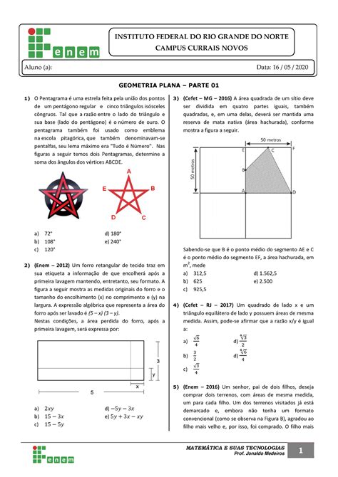 Geometria Plana Parte 1 MATEMTICA E SUAS TECNOLOGIAS Prof Jonaldo