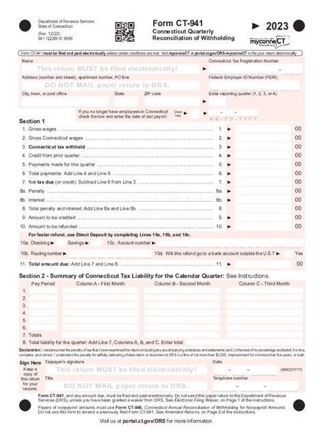 2023 Form Ct Drs Ct 941 Fill Online Printable Fillable Blank Pdffiller