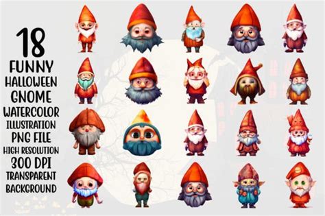 Halloween Gnome Clipart Watercolor Graphic By Bdb Graphics Creative