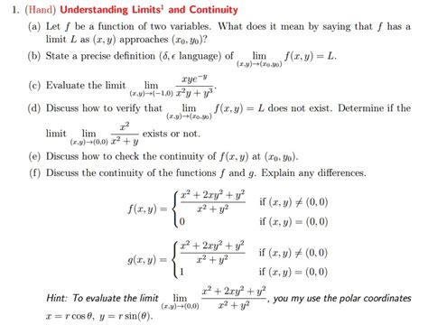 SOLVED Hand Understanding Limits And Continuity Let F Be A Function