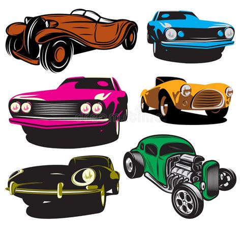 Colección De Ejemplo Del Vector Con Los Coches Clásicos Coloreados