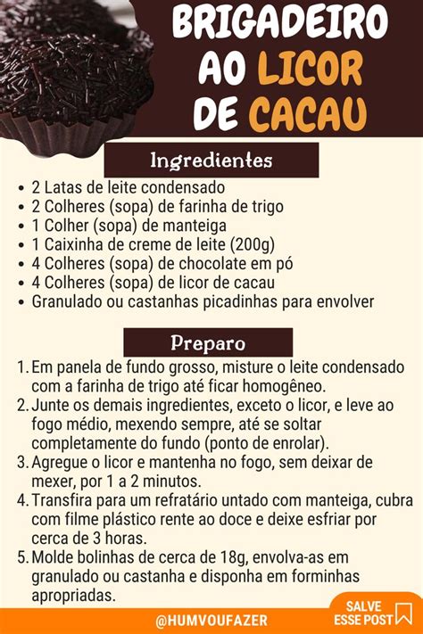 Brigadeiro Ao Licor De Cacau Receita De Brigadeiro Facil Doces