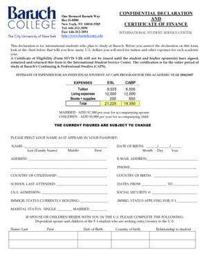 Fillable Online Baruch Cuny Confidential Declaration And Certificate Of