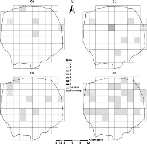 Spatial Distributions Of I Geo Of Heavy Metal Cd Cu Pb And Zn