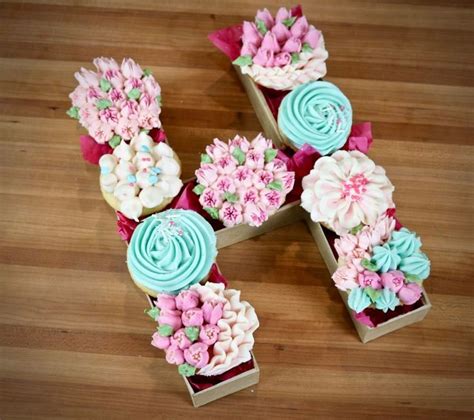 Cupcake Letter Box Cake Lettering Monogram Cupcakes Alphabet Cake