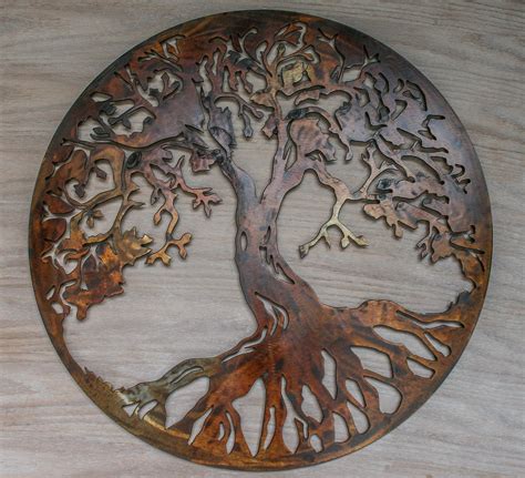 Tree Of Life Metal Wall Art Wall Decor Metal Tree Round Tree Etsy