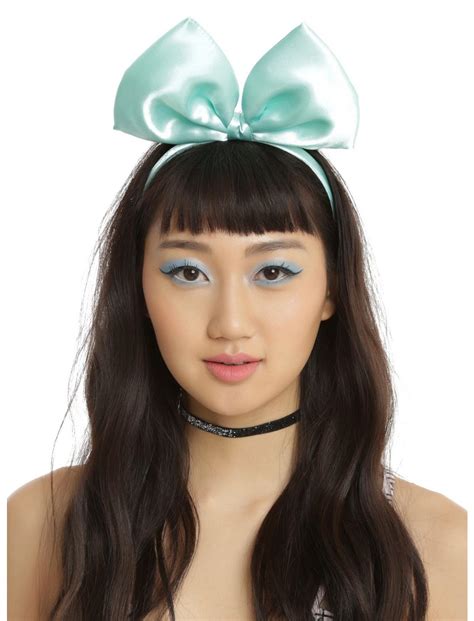 Blackheart Large Mint Satin Bow Headband Hot Topic